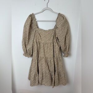 Storia Babydoll Floral Puff Sleeve Dress Small